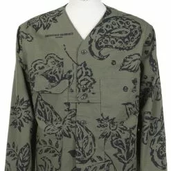 Cardigan Jacket Floral Print Ripstop - Olive