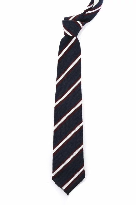 Knit Tie Stripe - Navy/Burgundy 5 Knit Tie Stripe - Navy/Burgundy - Image 3