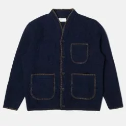 Universal Works Blanket Wool Fleece Cardigan Navy