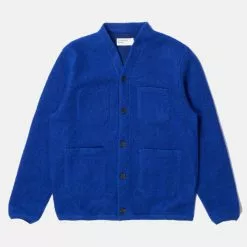 Universal Works Wool Fleece Cardigan Blue
