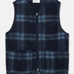 Universal Works Zip Gilet Soft Wool Fleece Navy