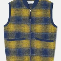 Universal Works Zip Waistcoat Yellow Austin Wool Fleece