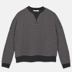 YMC Almost Grown Stripe Sweatshirt Navy Stone