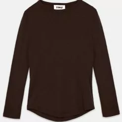 YMC Charlotte Long Sleeve Cotton T-Shirt Brown
